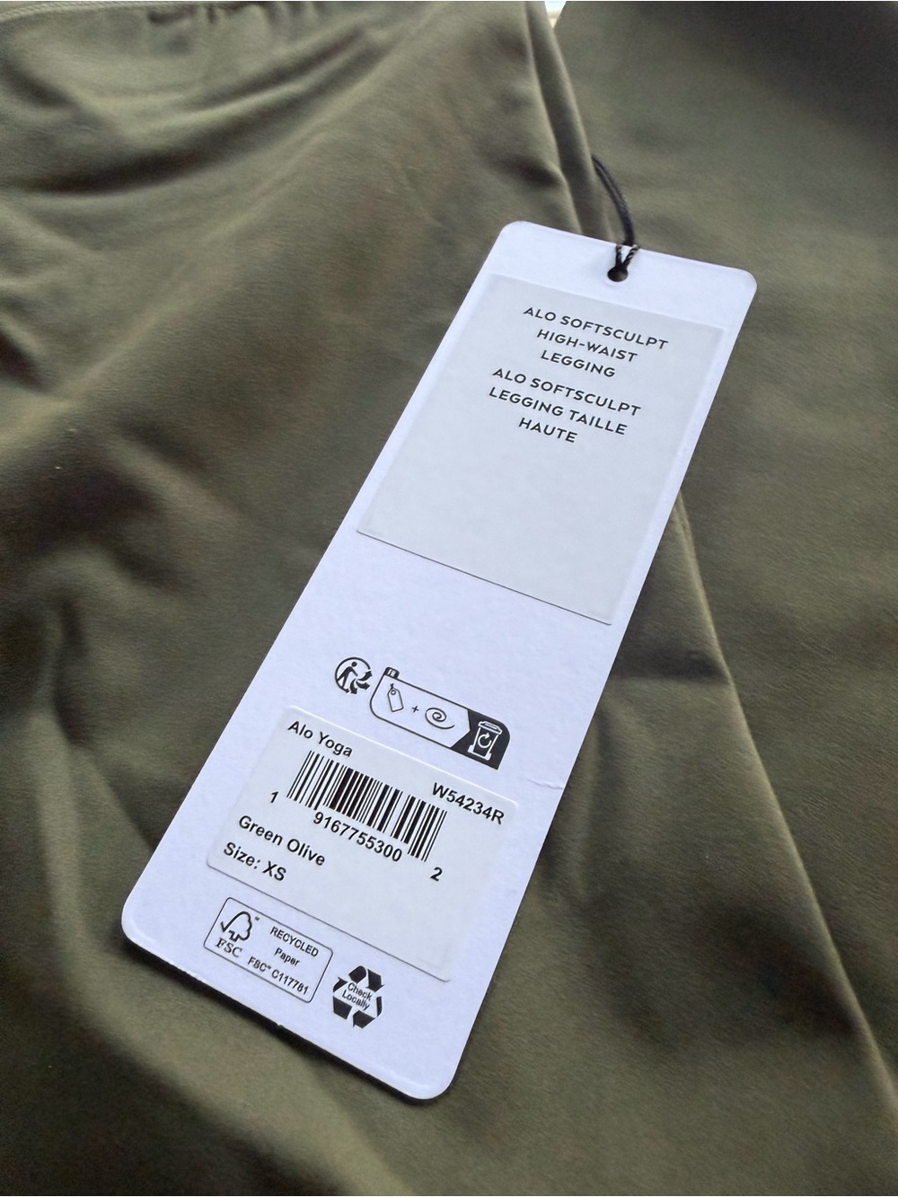 NWT Alo Olive Green Softsculpt Leggings XS - Picture 2 of 5